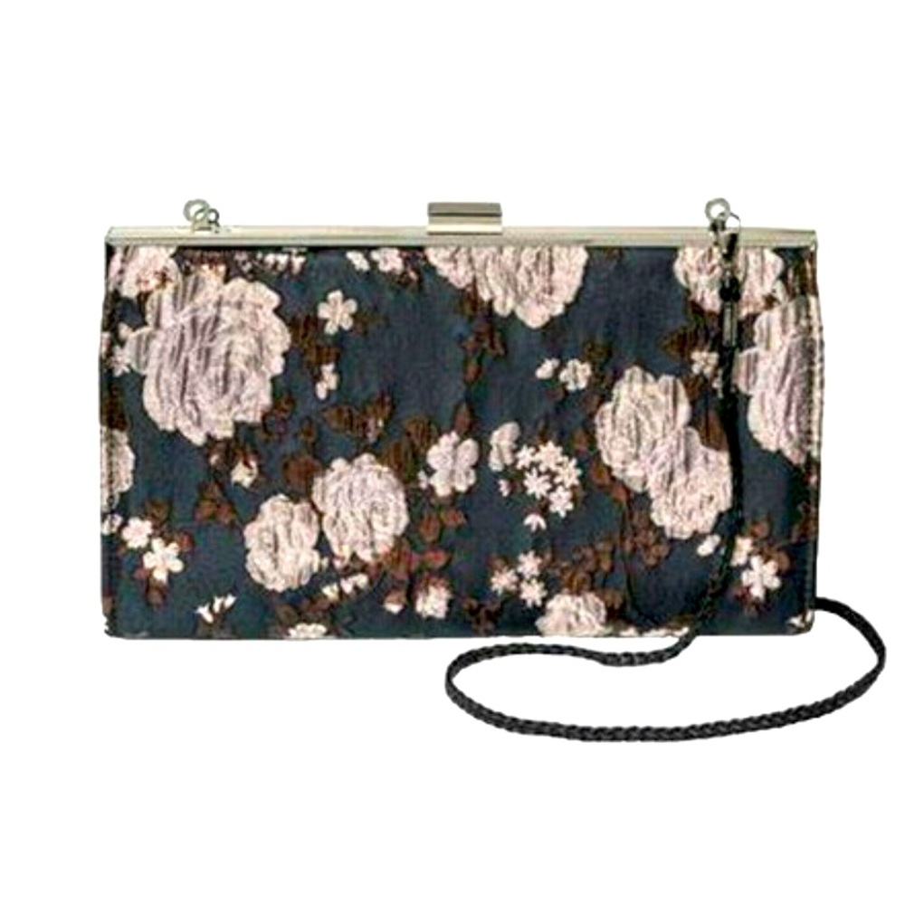 ESTEE & LILLY || Floral Black and Cream Clutch/Crossbody Bag